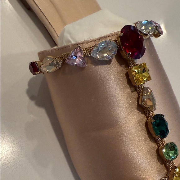 Oscar de la Renta Satin Mules with Jewel Accents - Picture 6 of 16